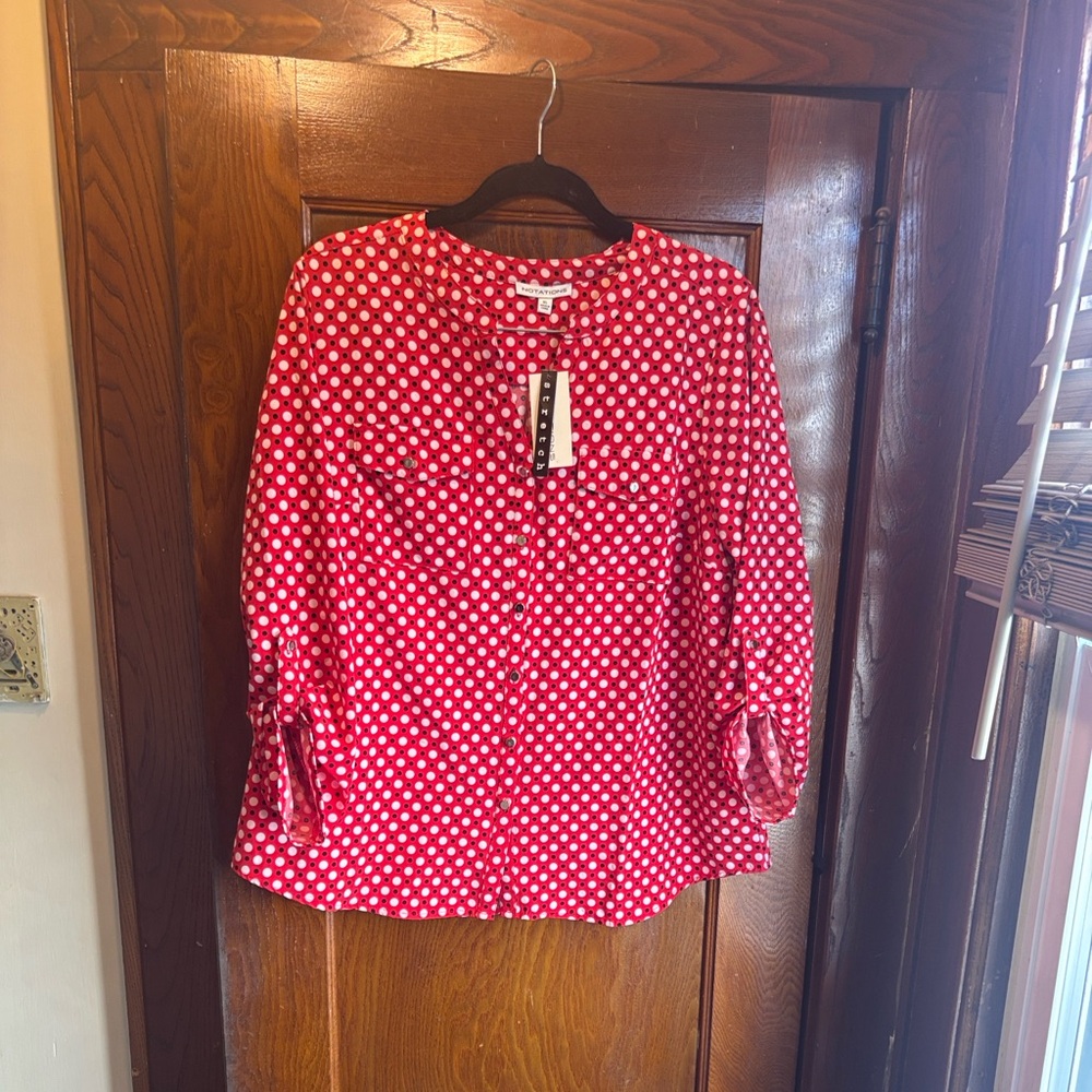 Red, White and Black Polka Dot Blouse